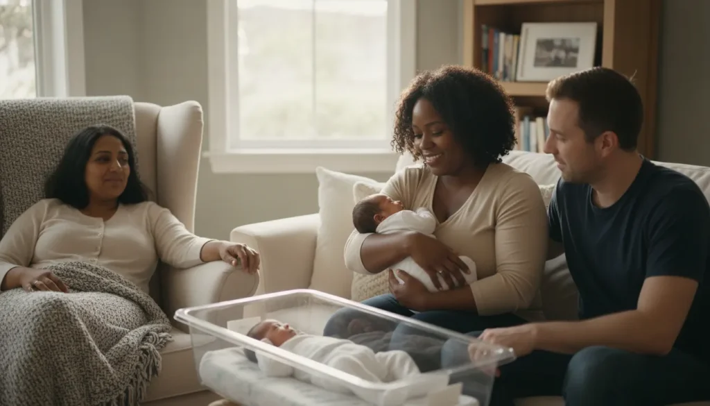 Professional doula supporting Bay Area parents with newborn twins at home