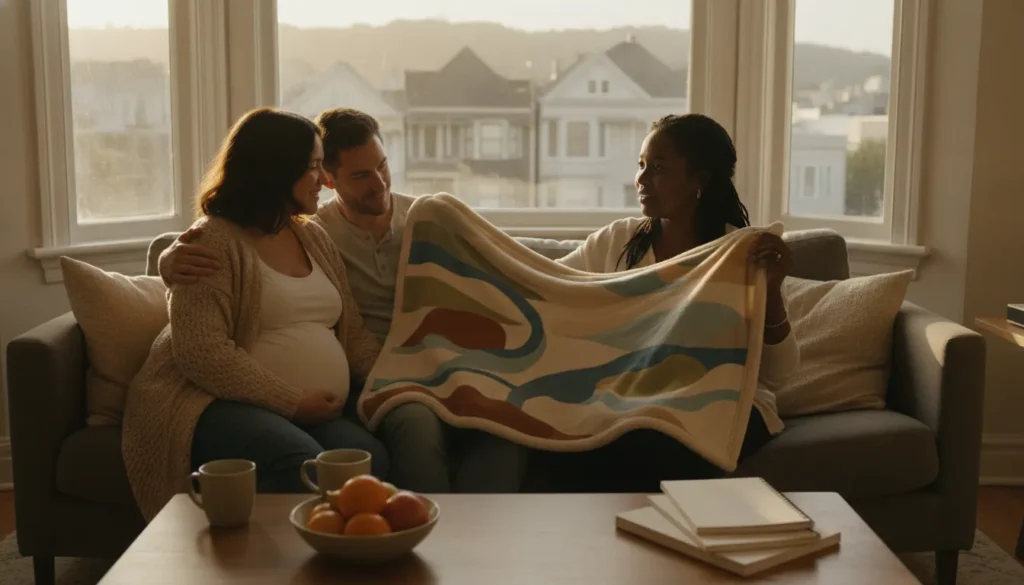 A Bay Area doula helping expecting parents prepare for a hospital birth
