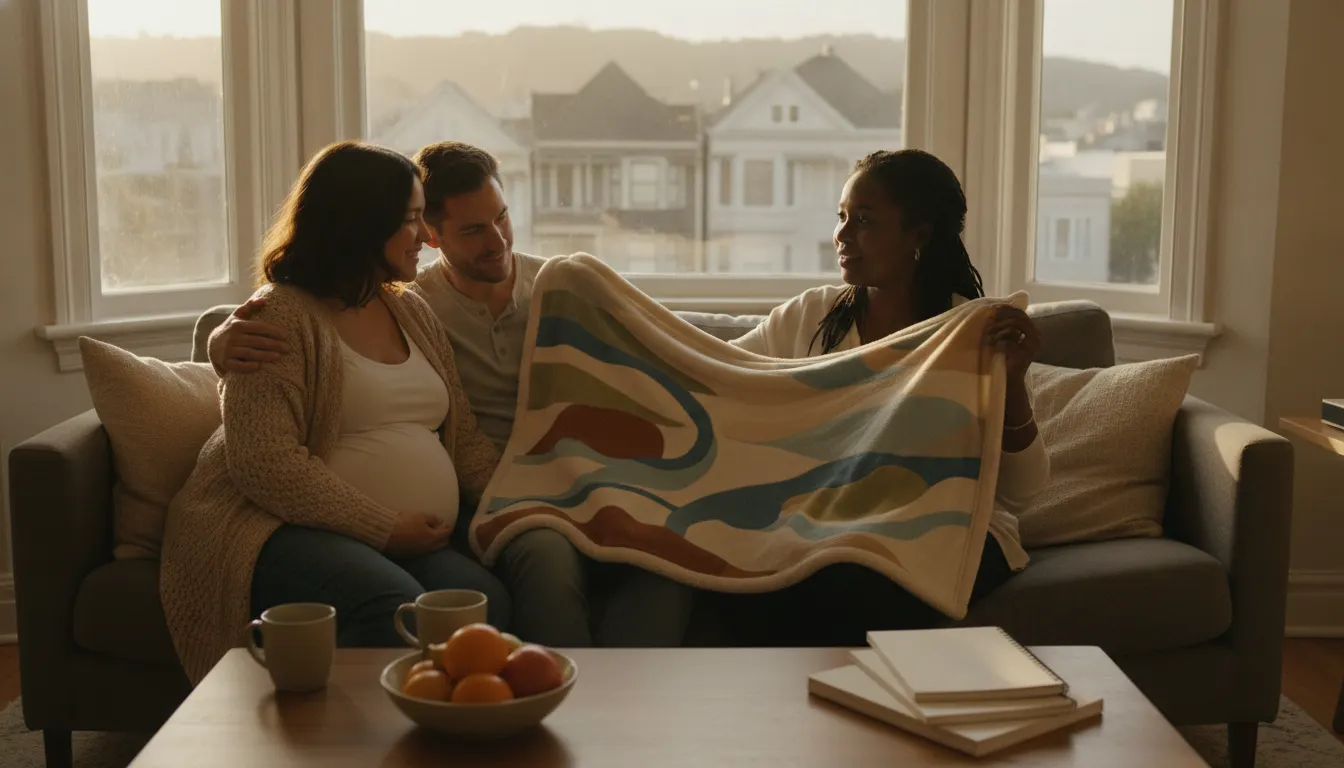 A Bay Area doula helping expecting parents prepare for a hospital birth