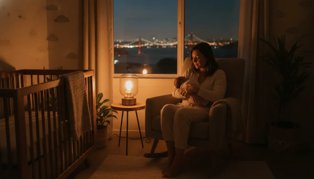 Postpartum doula caring for a newborn overnight