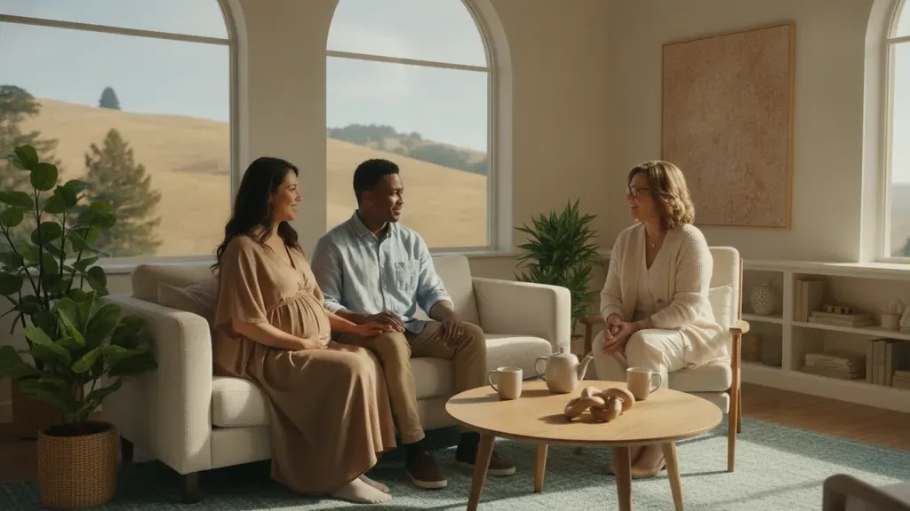 Expecting Bay Area parents speaking with a perinatal mental health clinician