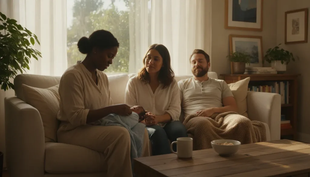 Postpartum doula supporting Bay Area parents and their newborn at home