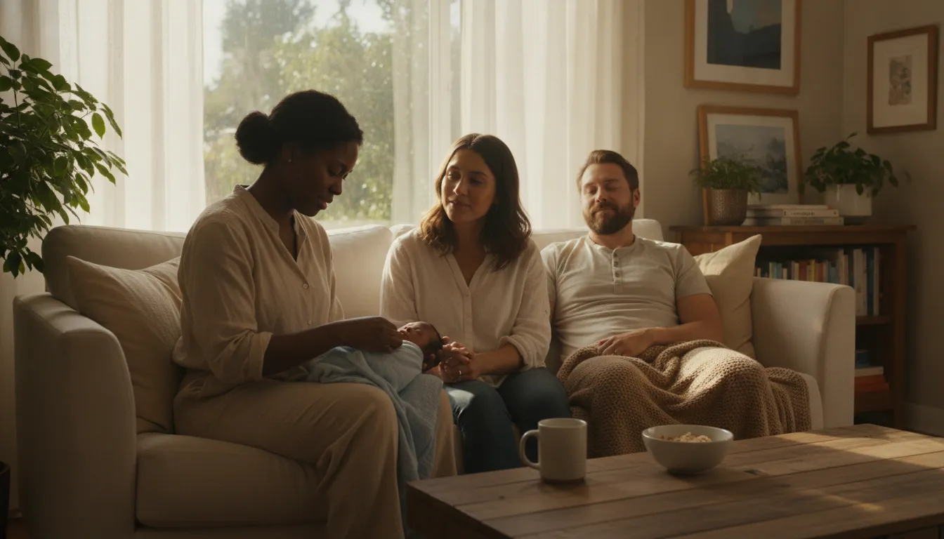 Postpartum doula supporting Bay Area parents and their newborn at home